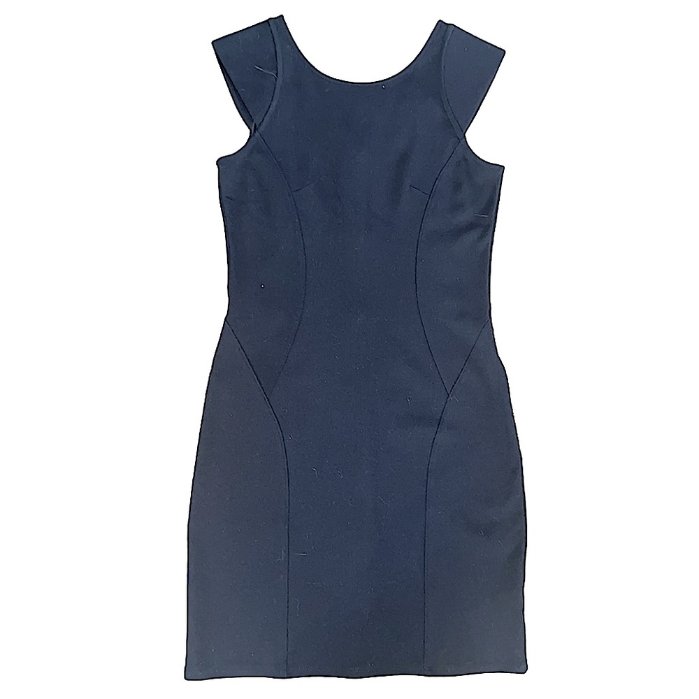 Monteau cap sleeve black dress Scoop neck Back Zip bodycon new with tags